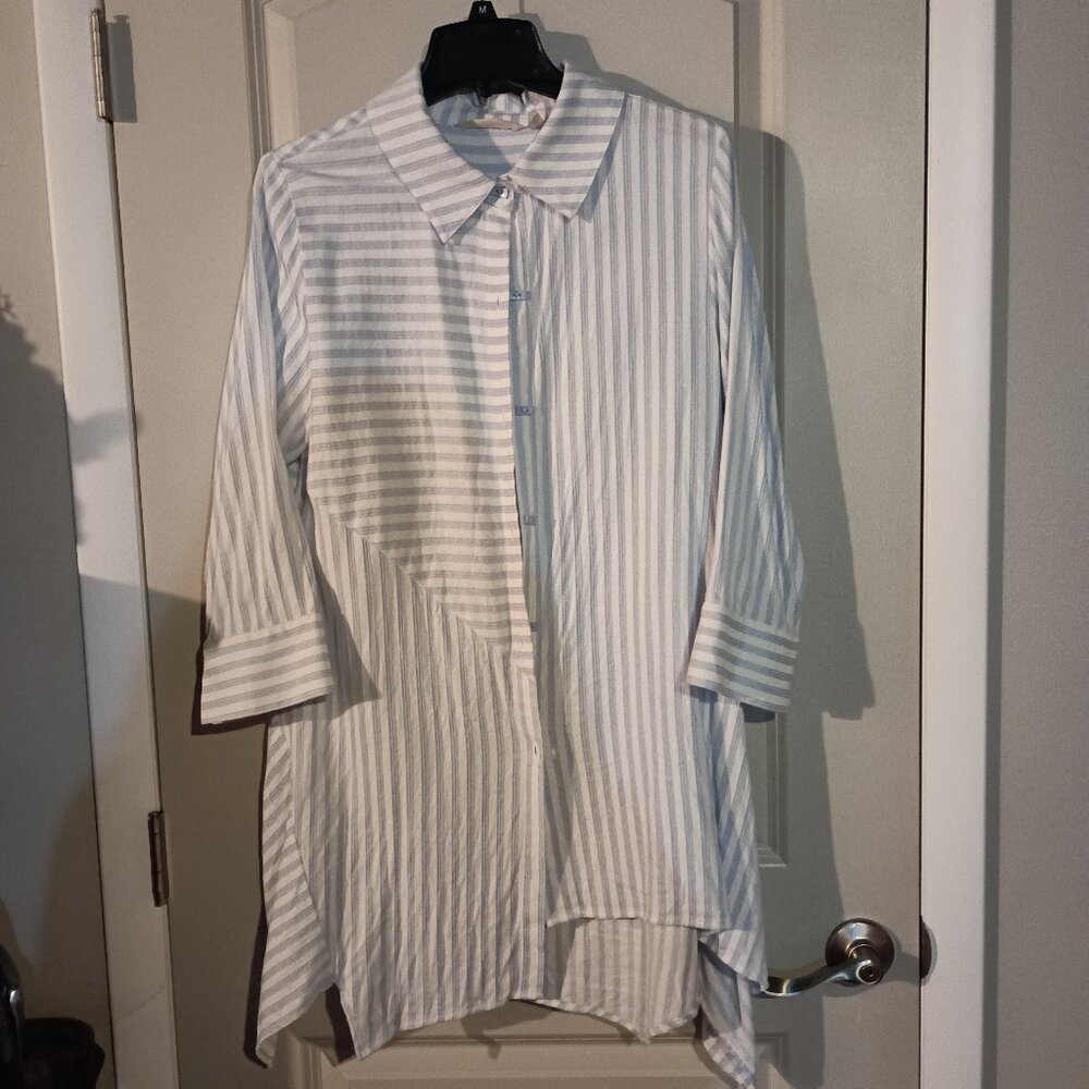 Soft Surroundings Tunic M Blue & White Striped